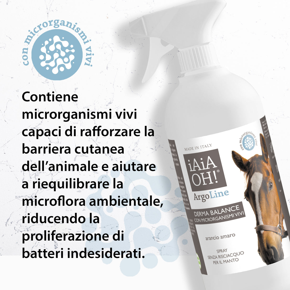 ArgoLine DERMA BALANCE CON MICRORGANISMI VIVI Spray senza risciacquo per il Cavallo