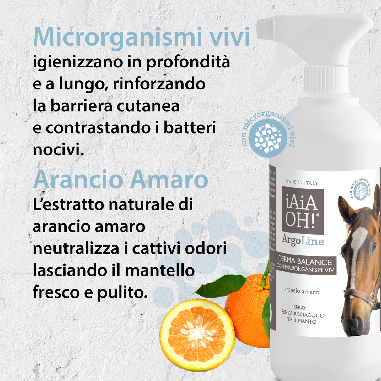 ArgoLine DERMA BALANCE CON MICRORGANISMI VIVI Spray senza risciacquo per il Cavallo