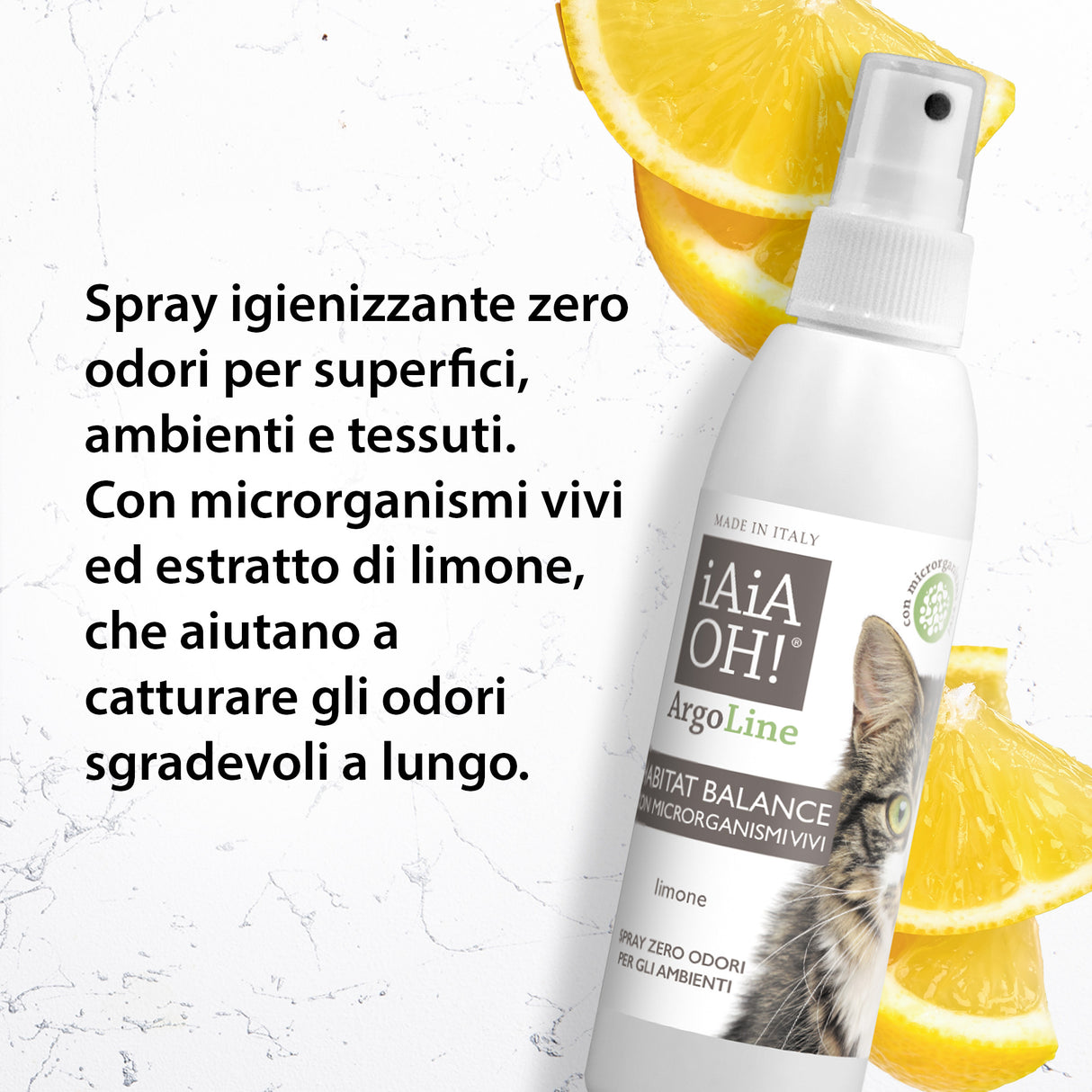 ArgoLine HABITAT BALANCE CON MICRORGANISMI VIVI Spray Zero Odori Multiuso per il gatto