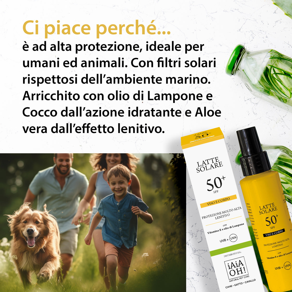LATTE SOLARE SPF 50+ per umani ed animali
